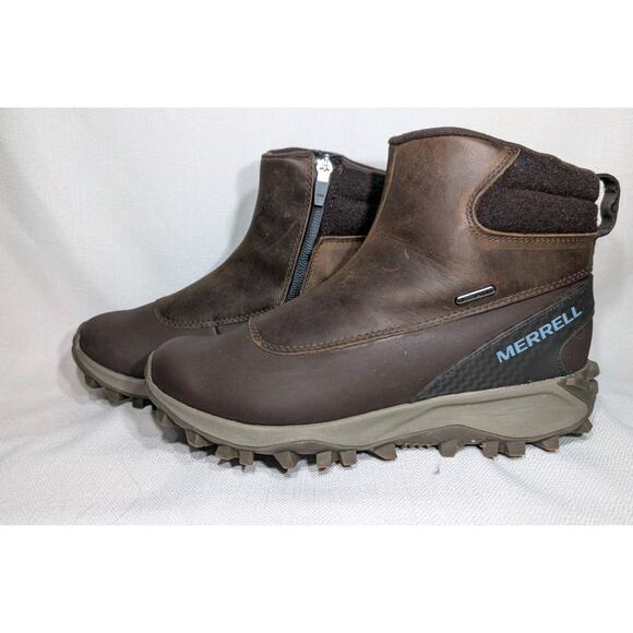MERRELL Women's Thermal Kiruna Mid Zip Waterproof Snow Boot Sz 8.5 UK 39 Clay - Picture 2 of 9